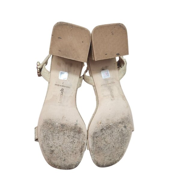 Larroude Selena 45MM Raffia Block-Heel Sandals Size 7 - Picture 6 of 14